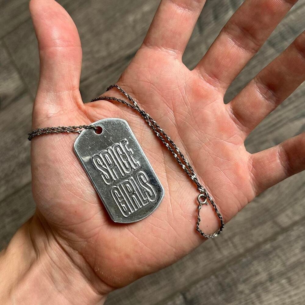 Vintage Y2K Spice Girls 925 Silver Dog Tag Pendant Necklace